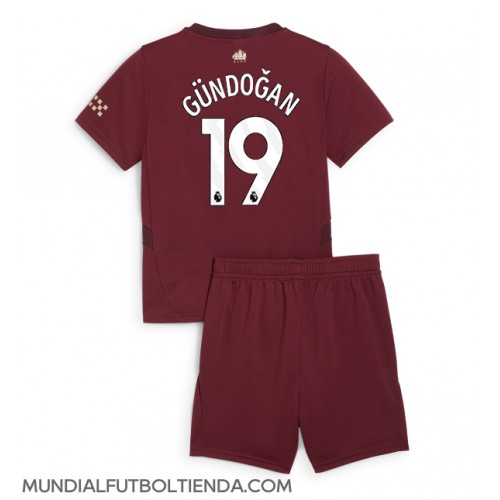 Camiseta Manchester City Ilkay Gundogan #19 Tercera Equipación Replica 2024-25 para niños mangas cortas (+ Pantalones cortos)